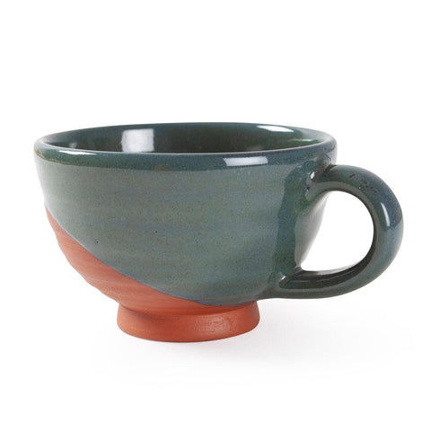 Glazed Terracotta Cup, 4.5x2.75 Inches, Grey-Green - Eyaas