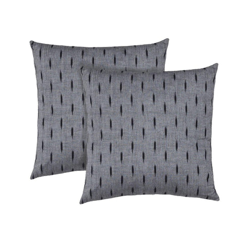 Ikat Cushion Cover 16x16, Set of 2, Grey - Eyaas