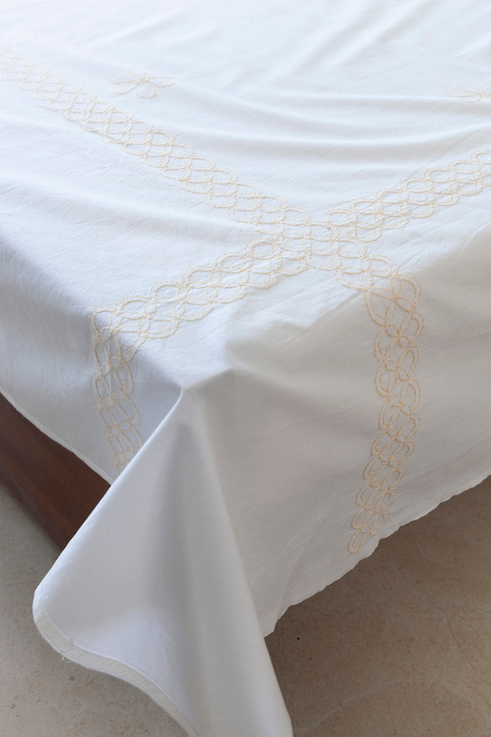 Hand Embroidered Cotton Bed Sheet - 90x108 SINGLE PC