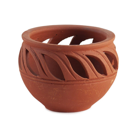 Matka Clay Diya Set of 2 Festival Lights – Leaf Cuts - Eyaas