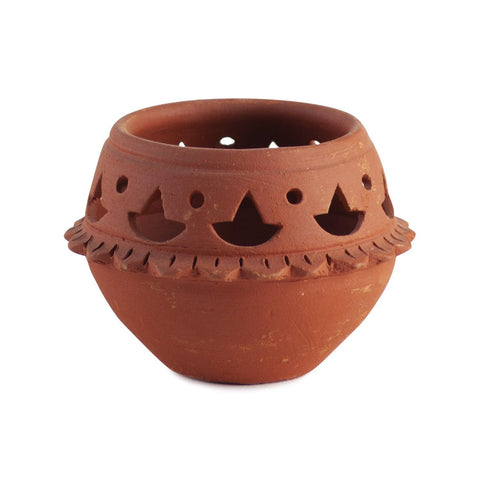 Handcrafted Diya Matka Set of 2 – Diya Cuts with Rim - Eyaas