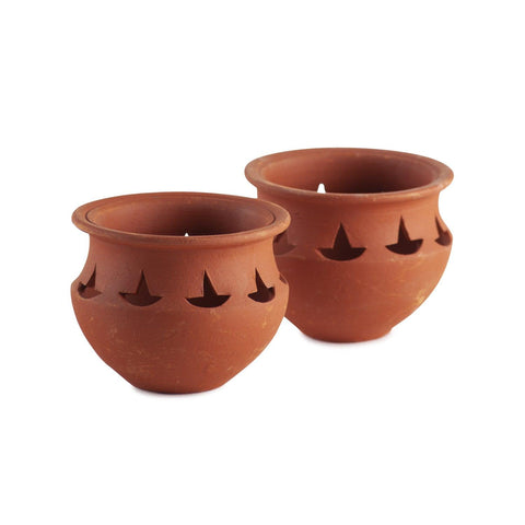 Handcrafted Diya Matka Set of 2 – Diya Cuts - Eyaas