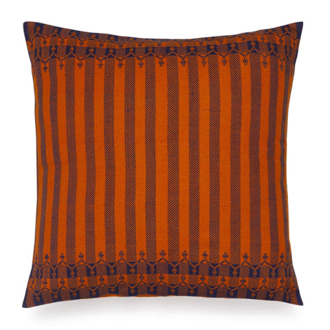 Hand Woven Cushion - 18x18, Rust & Navy Blue - Eyaas