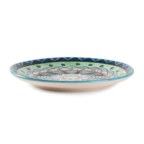 Floral Ceramic Dinner Plate 10 Inch, Green & Blue - Eyaas
