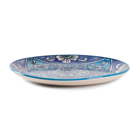Blue Hand-Painted Ceramic Plate, 8 Inch - Eyaas