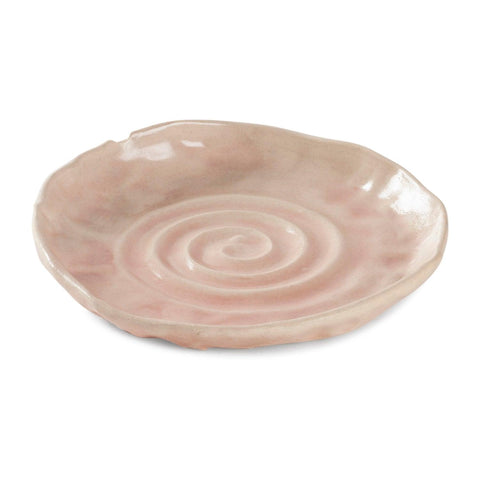 Stoneware Clay Plate , 5x1 Inch, Swirl Design, Pink - Eyaas