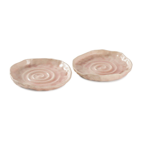 Stoneware Clay Plate , 5x1 Inch, Swirl Design, Pink - Eyaas