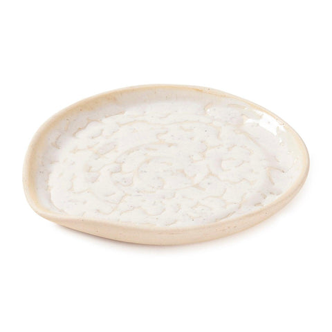 Stoneware Clay Spoon Rest 5 inches, White - Eyaas