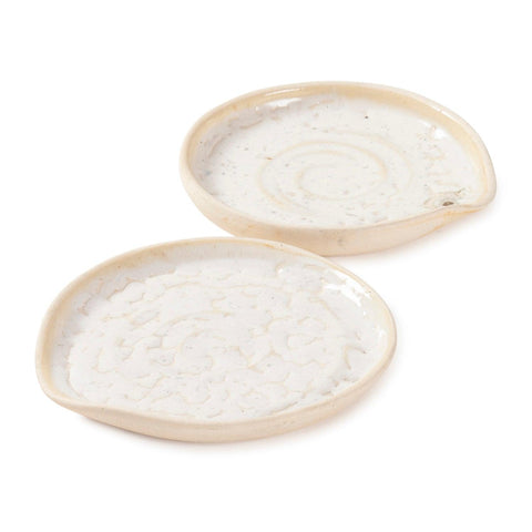 Stoneware Clay Spoon Rest 5 inches, White - Eyaas