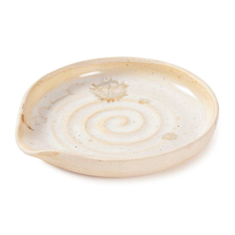 Swirl Stoneware Clay Spoon Rest 5 inches, Off-white - Eyaas