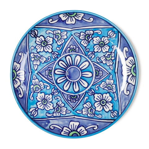 Blue Hand-Painted Ceramic Plate, 8 Inch - Eyaas