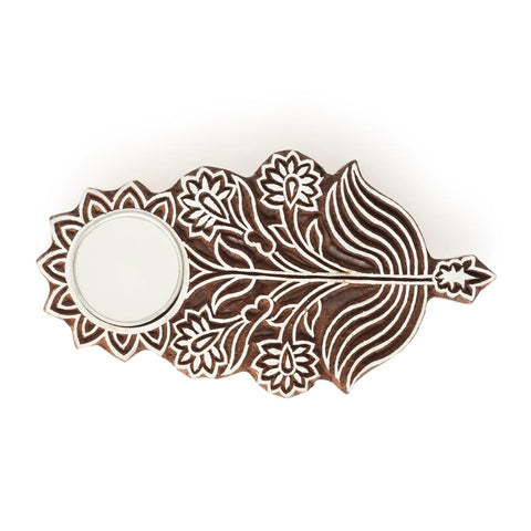 Nargis Full Bloom Wooden Tea Light Candle Holder - Eyaas