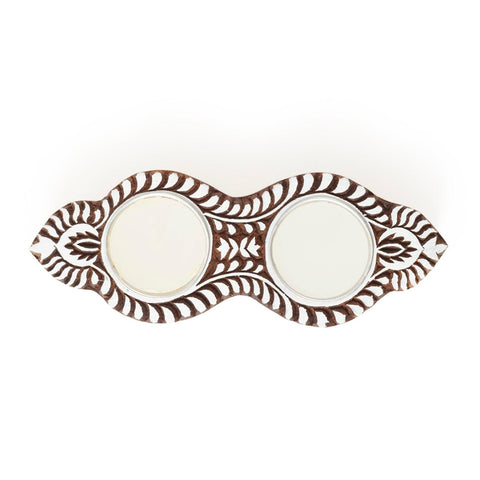 Wooden Block Double T-light Maryam Candle Holder - Eyaas