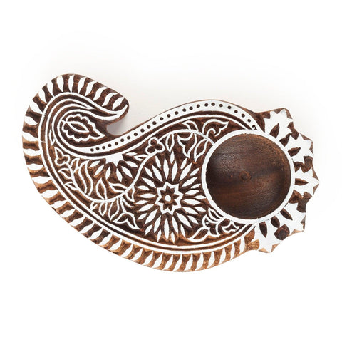 Floral Paisley Block Carved T-Light Candle Holder - Eyaas