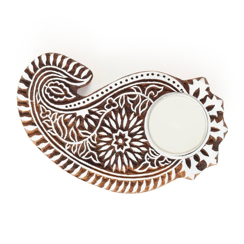 Floral Paisley Block Carved T-Light Candle Holder - Eyaas