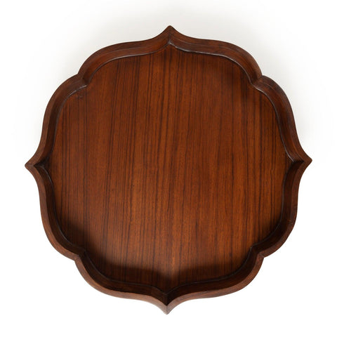 Dark Polish Teak Wooden Serving Tray - Eyaas