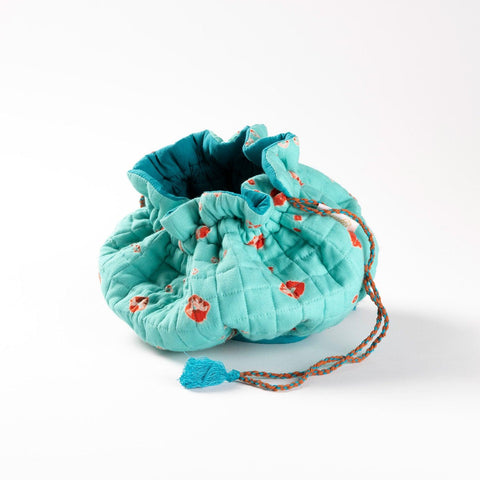 Tie & Dye Drawstring Tea Cozy - Turquoise - Eyaas