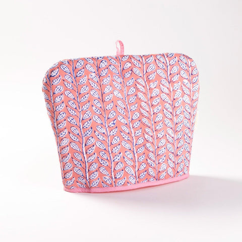 Hand Block-Printed Cotton Tea Cozy Pink & Blue, 8 x 10 - Eyaas