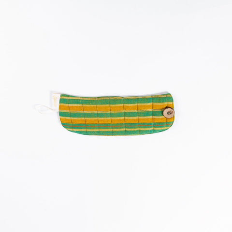 Green & Yellow Ajrakh Block Printed Mug Warmer 8x3 - Eyaas