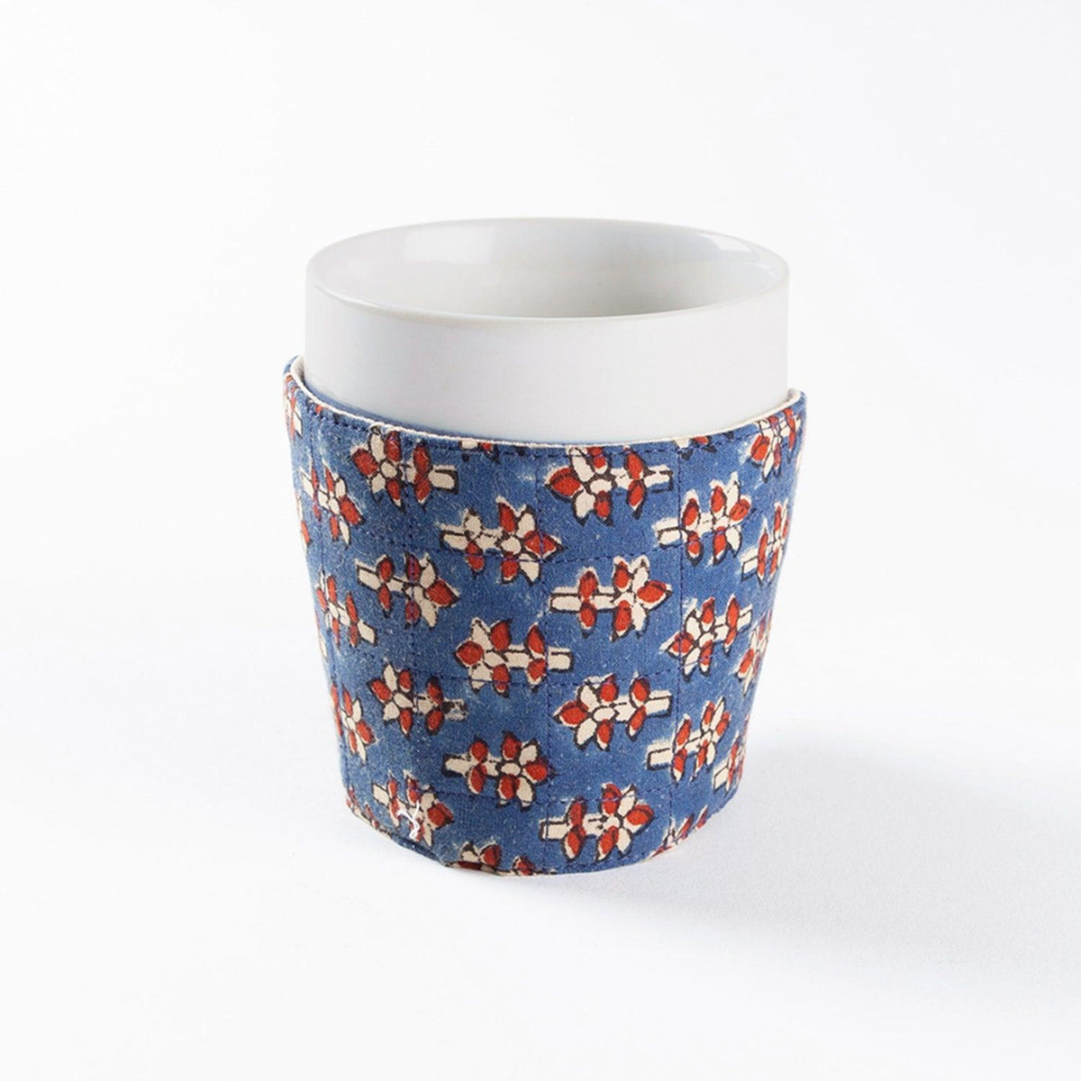 Ajrakh Mug Warmer, Set of 2, Indigo, 8x3 Inches - Eyaas
