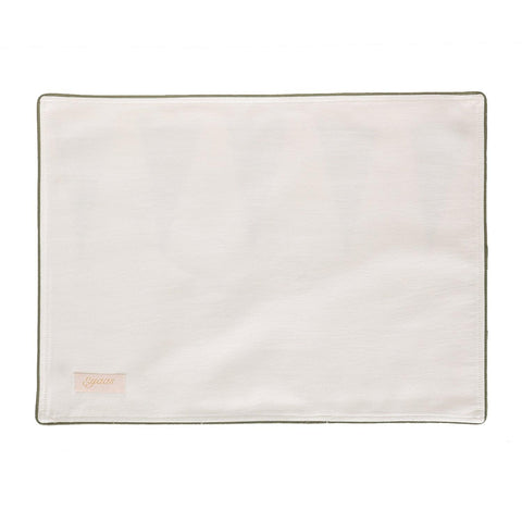 Tree Hand Block Printed Cotton Table Mat, Green- 14 x18 - Eyaas