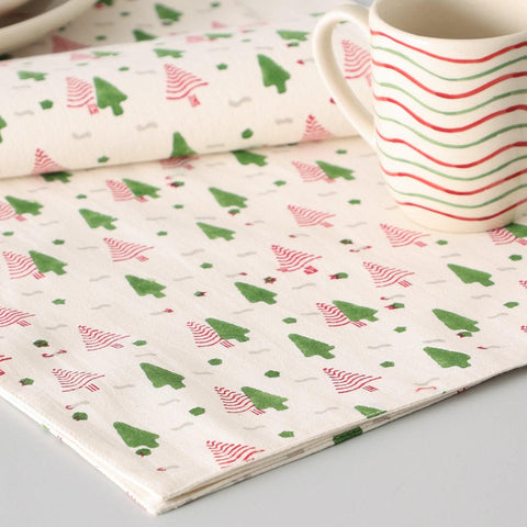 Cotton Table Runner - 13x60, Green & Red - Eyaas
