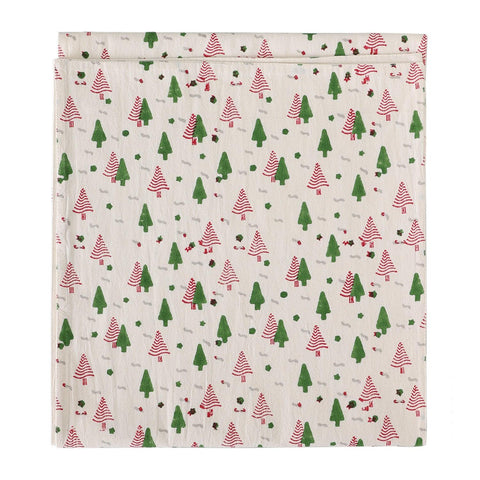 Cotton Table Runner - 13x60, Green & Red - Eyaas