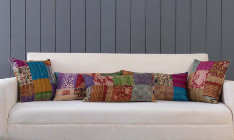 PatchWork Kantha Cushion Cover - 11X22