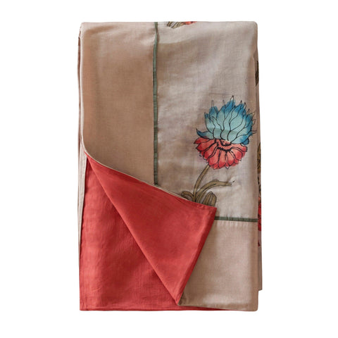 Kalamkari Dohar / Throw, Muddy Grey, 60x90 - Eyaas