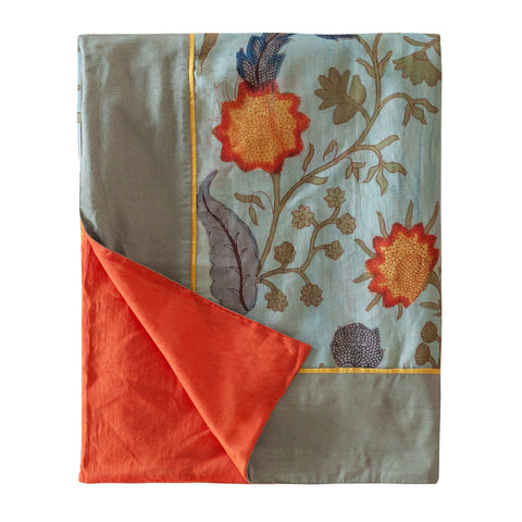 Kalamkari Dohar / Throw, Blue Grey, 60x90 - Eyaas
