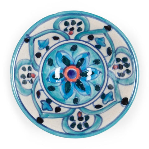 Handpainted Ceramic Rice Bowl, 3.5 Inches, Turquoise - Eyaas