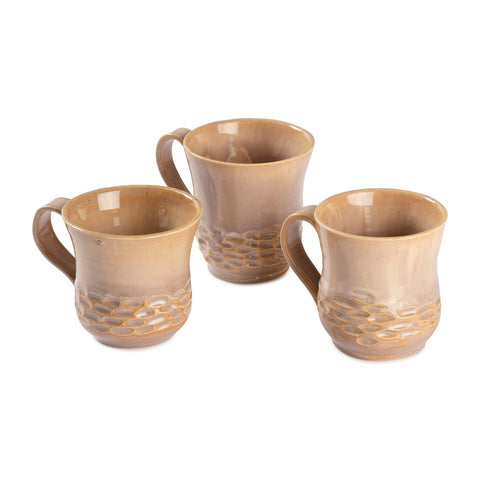 Stoneware Ceramic Mugs, 200 ml, Light Brown - Eyaas