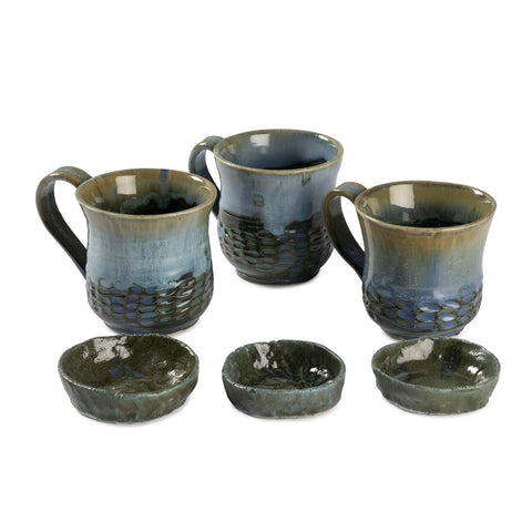 Stoneware Ceramic Mug, 200 ml, Blue & Brown - Eyaas