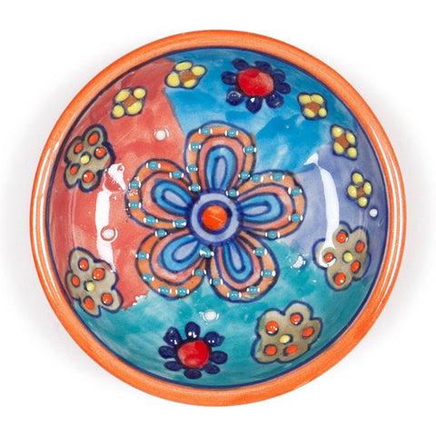 Hand Painted Ceramic Relish Bowl , 4 Inch, Orange - Eyaas