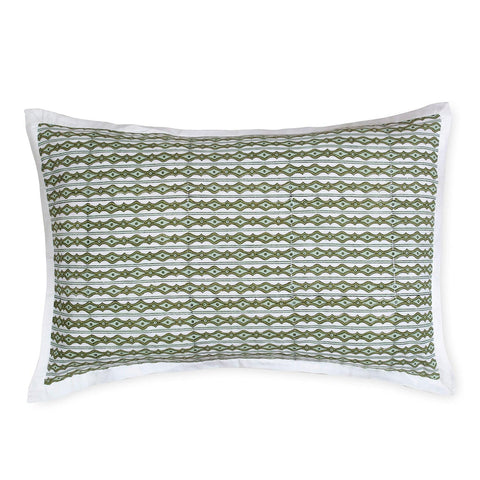 Block Print Pillow Cover Set of 2, Green, Geometric - Eyaas