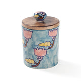 Handpainted Ceramic Airtight Jars with Lid -3.5" - Set of 2
