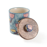 Handpainted Ceramic Airtight Jars with Lid -3.5" - Set of 2