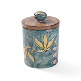 Handpainted Ceramic Airtight Jars with Lid -3.5" - Set of 2