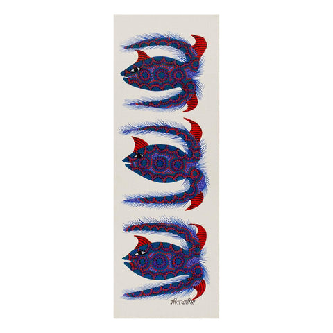 Bhil Pithora Painting, Tribal art, Blue & Red - Eyaas