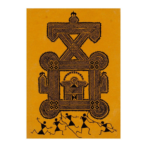 Mandana Painting, Black & Yellow, 8 x 11 Inches - Eyaas