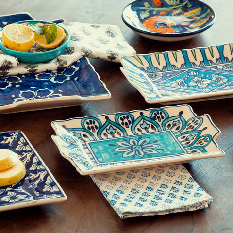 Ceramic Serving Platter cum Tray 10 x 7 inches - Eyaas