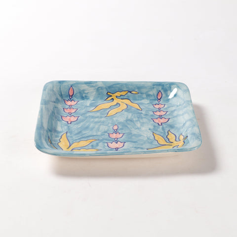 Kalamkari Ceramic Square Serving Platter Set of 2 - Eyaas