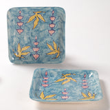 Handpainted Ceramic Square Platter - 8"