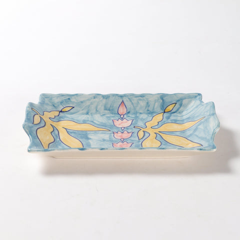 Ceramic Rectangle Platter, Kalamkari, 10x7 Inch - Eyaas