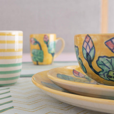 Water Lily Ceramic Breakfast Crockery Set of 3 - Eyaas
