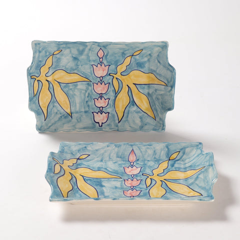 Rectangular Ceramic Serving Platter Set of 2 - Eyaas