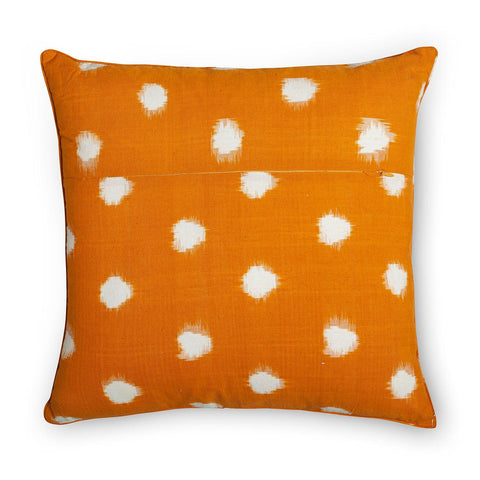 Embroidered Ikat Cushion Cover, 18x18, Mustard - Eyaas