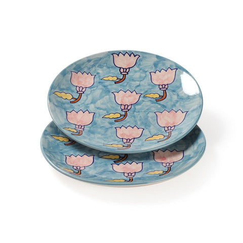 Lotus Hand-Painted 6-Piece Ceramic Dinner Set - Eyaas