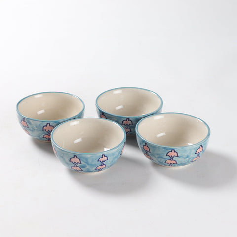 Ceramic Portion of Bowls - Set of 4, Kalamkari - Eyaas