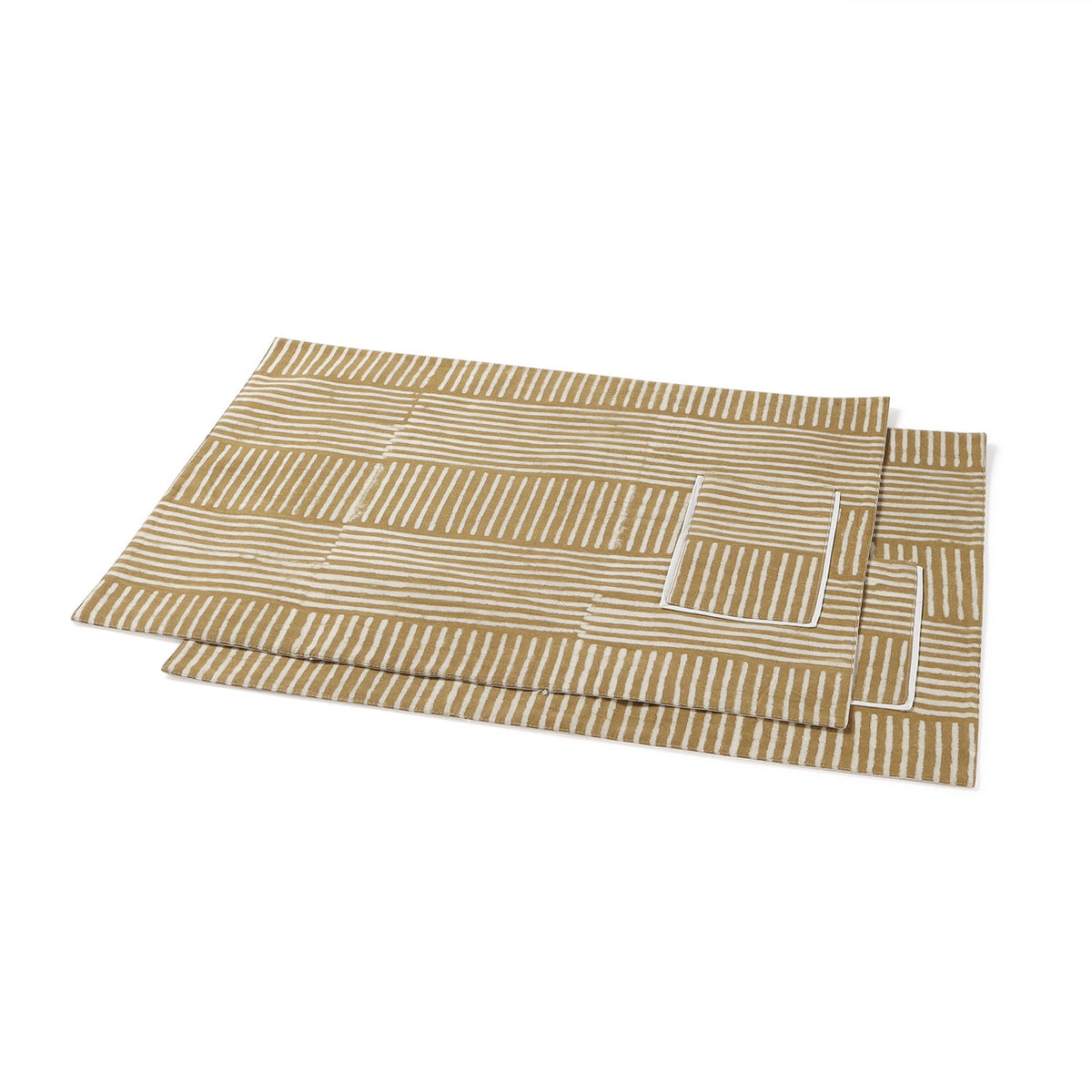 Dabu Table Mat in Muddy Green Stripes - 14x18"
